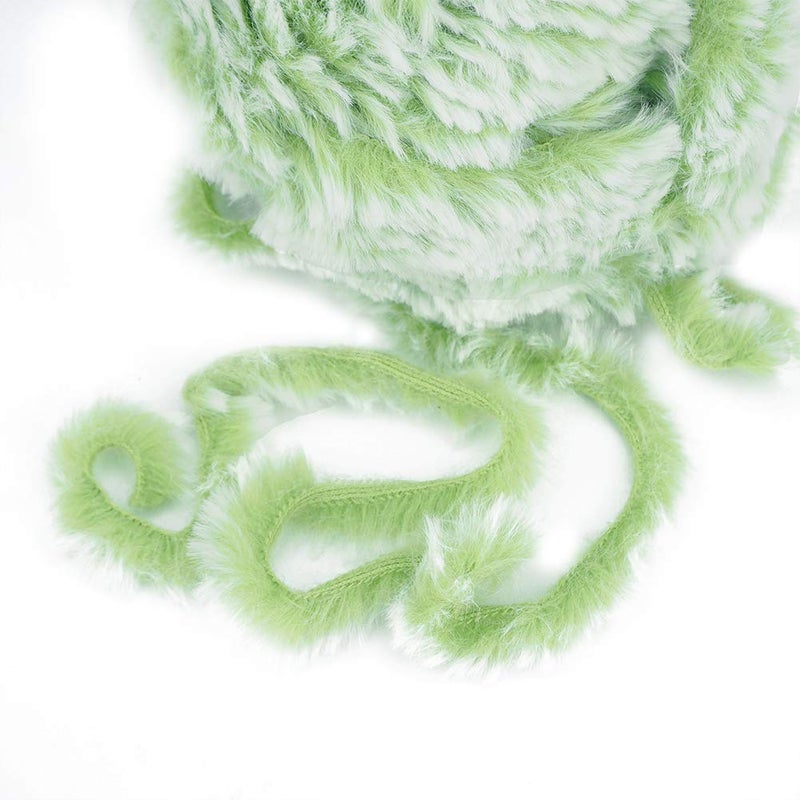 NICEEC 2 Skeins Faux Fur Yarn Super Soft, Chunky & Fluffy, Eyelash Yarn for Crochet & Knitting (Total Length 70yds,3.53oz) - Green - Image 3
